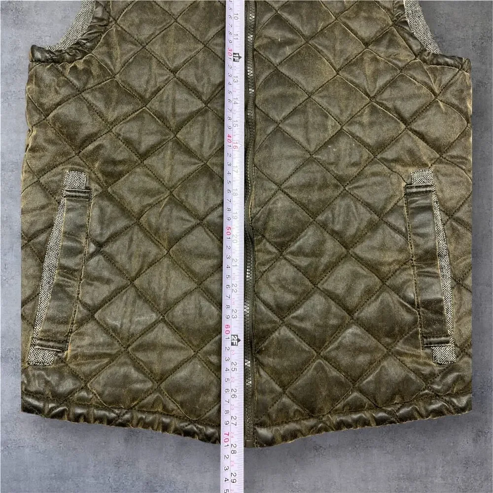 BKE Quilted Vest Medium Green/Brown Plaid Lining